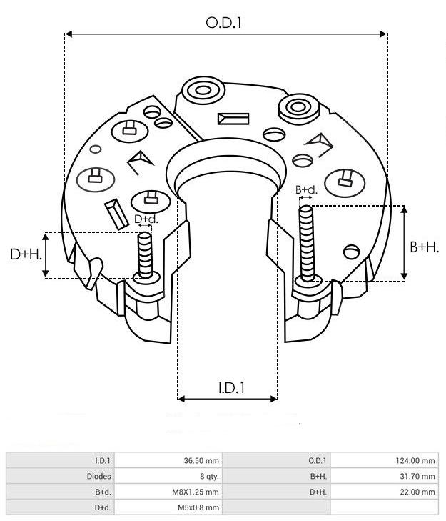 Diodový blok alternátoru AUDI, 0120469015, 0120469602, 0120469722, 0120469903, 14V - Image 2
