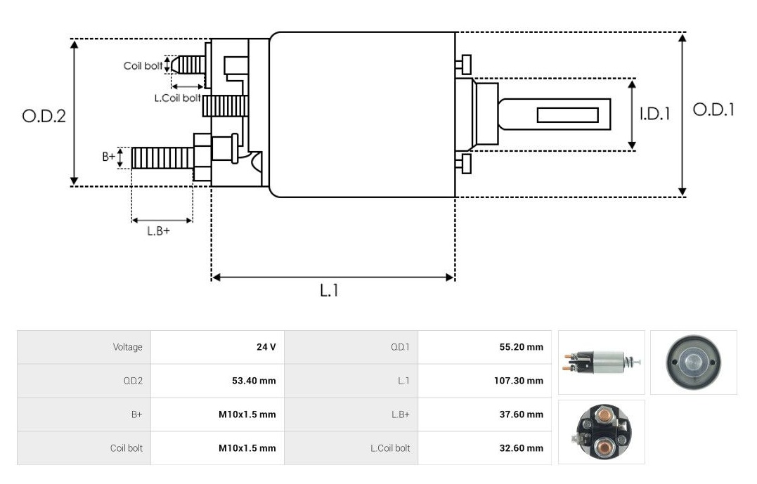 Spínač startéru Mitsubishi 24V, M8T62471, M8T60171, M9T ..., M009T ..., M009T61971AM - Image 3