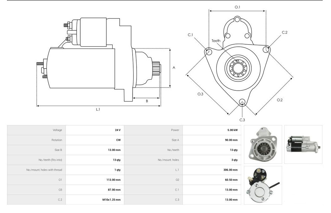Startér pro ISUZU Truck 0240000178, 0-61000-0260, 0-24000-0088, 8980540630, 24V - Image 5