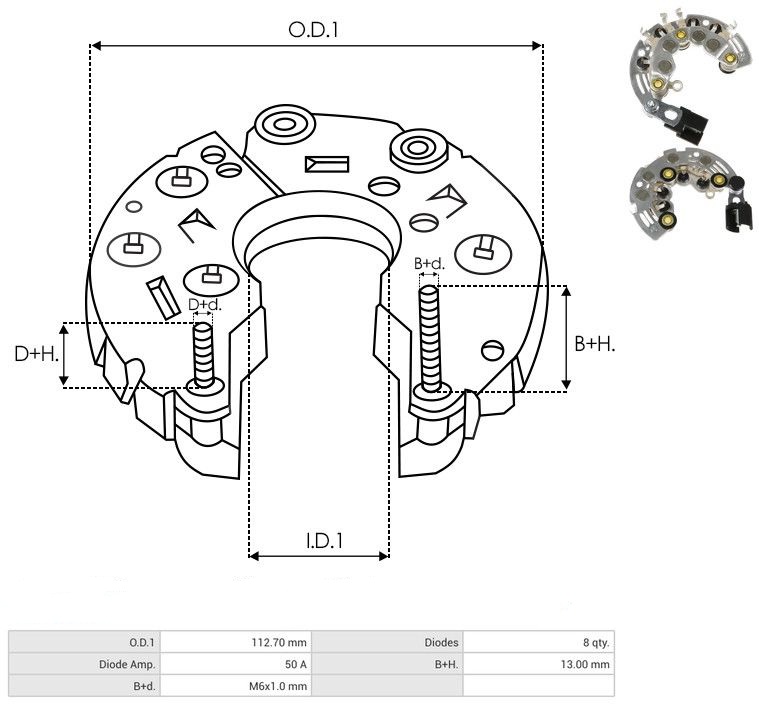 Diodový blok alternátoru 1S7T-10300-BA, 1S7T-10300-BD, 1S7T-AA, FORD Mondeo III, 14V - Image 2