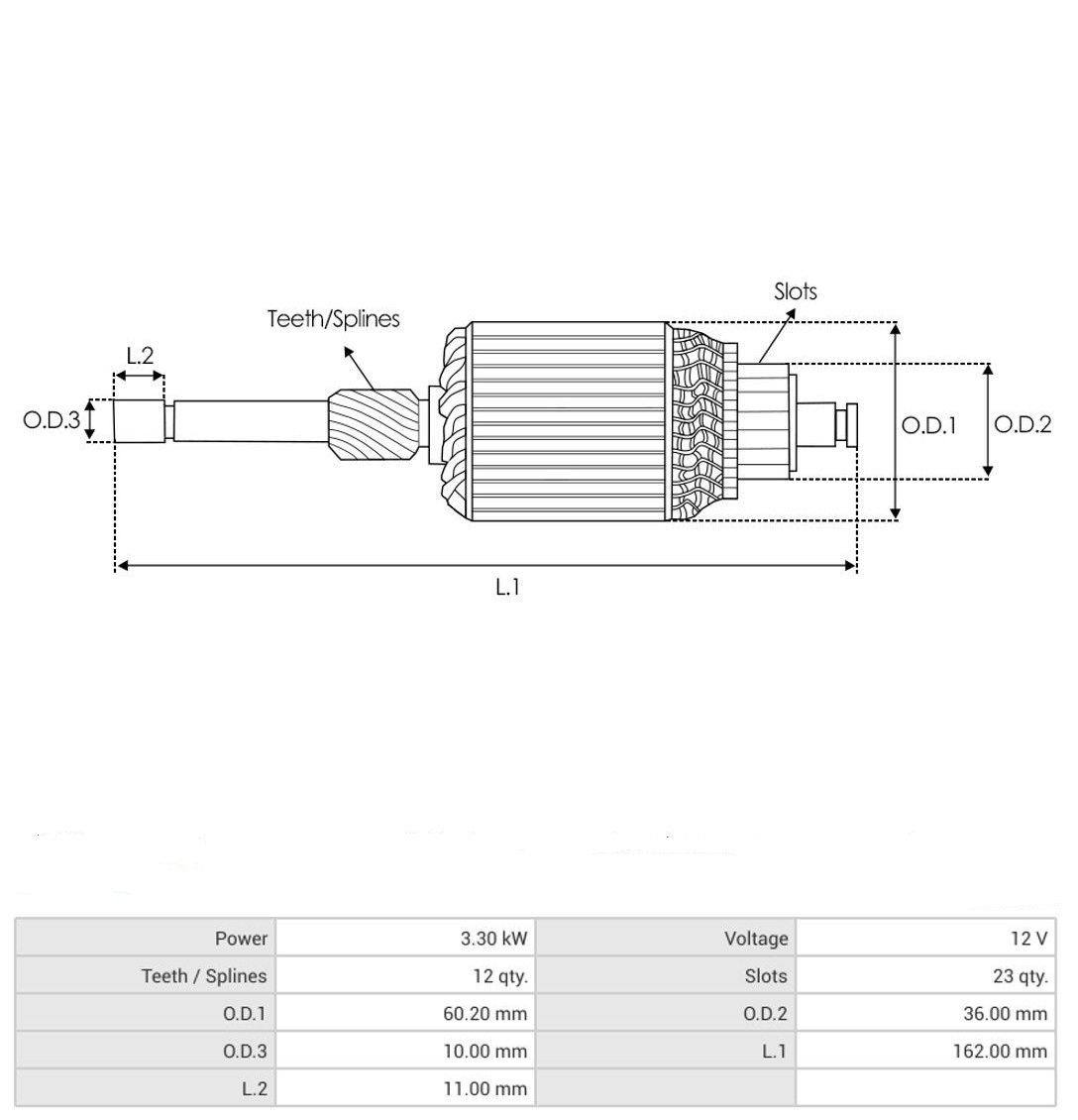 Rotor startéru 8300064, 8200331, 19011409, 10461765, 10515833, 12H27SE05B, 12V - Image 2
