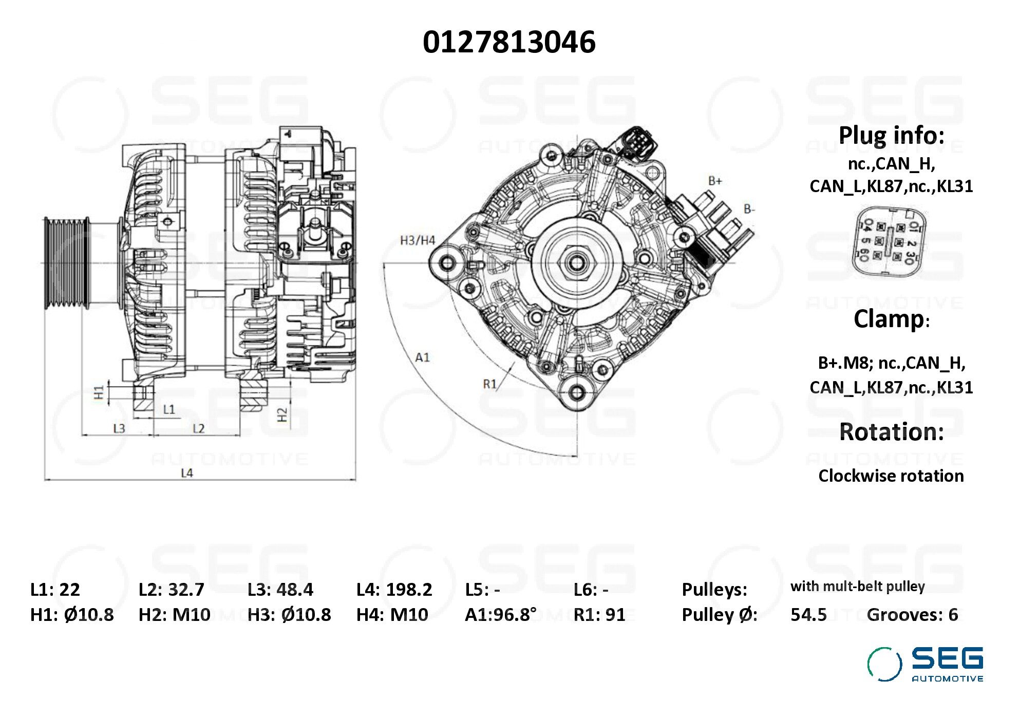 Starter alternator FORD TOURNEO CUSTOM V362, TRANSIT V363 2.0DH 0127813046, KK2111238SB, 48V/210A - Image 5
